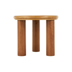 Mesa de centro redonda en madera con tope negro
