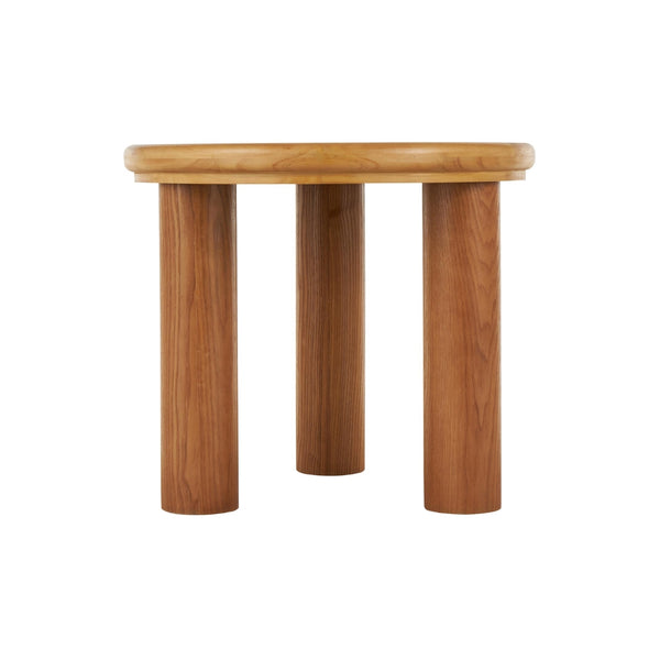 Mesa de centro redonda en madera con tope negro