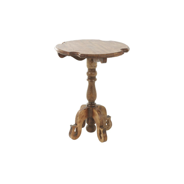 Mesa auxiliar redonda en madera de mango con patas torneadas