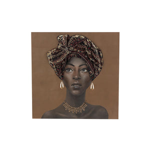 Cuadro decorativo en canvas con figura femenina y detalles en relieve