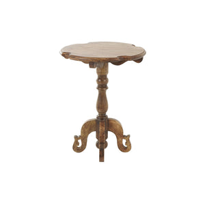Mesa auxiliar redonda en madera de mango con patas torneadas