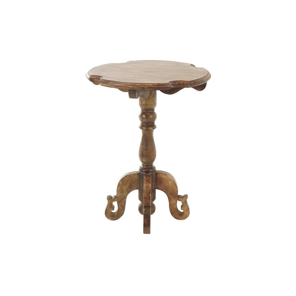 Mesa auxiliar redonda en madera de mango con patas torneadas