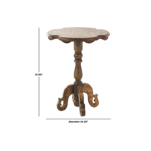 Mesa auxiliar redonda en madera de mango con patas torneadas