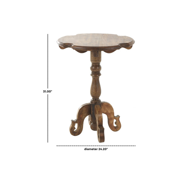 Mesa auxiliar redonda en madera de mango con patas torneadas