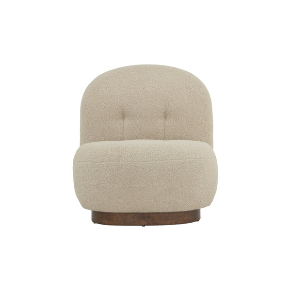 Butaca Helia tapizada en tela Teddy Brown Beige