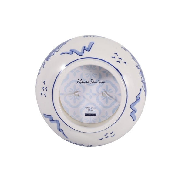 Vela aromática Neroli & Basil en recipiente chinoiserie azul y blanco – 39 oz