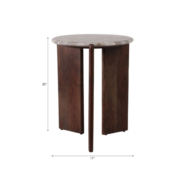 Mesa auxiliar Somerset de mármol negro y madera 20"