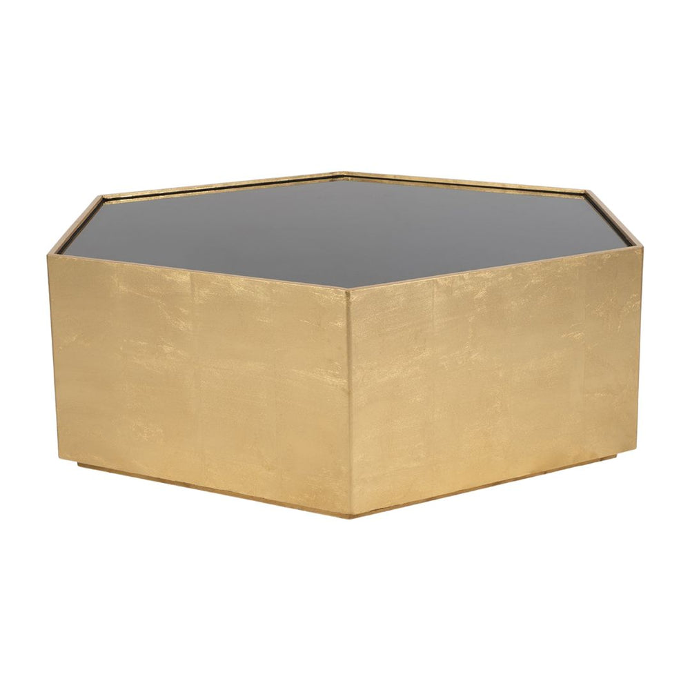 Mesa de centro madera con vidrio negro