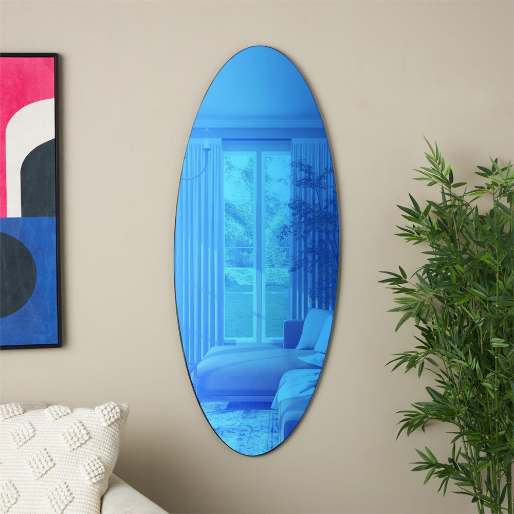 Espejo decorativo de pared ovalado en vidrio azul