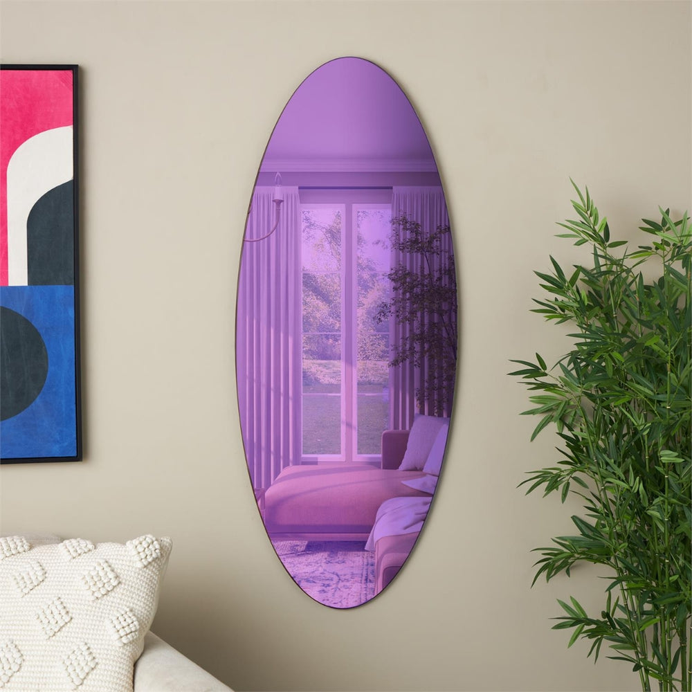 Espejo decorativo de pared ovalado en vidrio púrpura