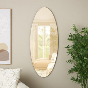 Espejo decorativo de pared ovalado en vidrio beige