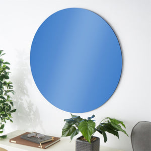Espejo decorativo redondo en vidrio tintado azul