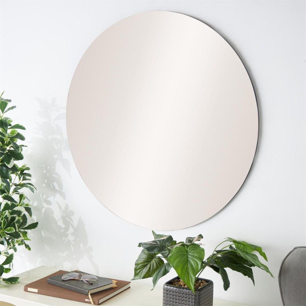 Espejo decorativo redondo en vidrio tintado beige