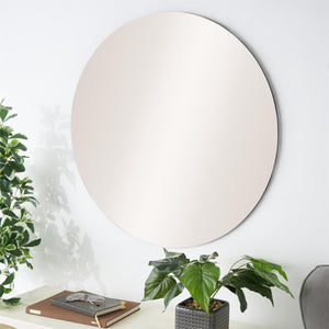 Espejo decorativo redondo en vidrio tintado beige