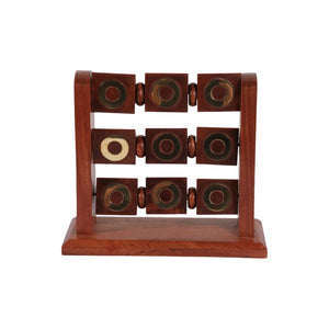Juego decorativo de tres en raya (Tic-Tac-Toe) de madera con detalles dorados
