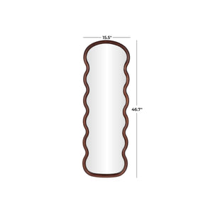 Espejo decorativo de pared ondulado en madera marrón oscuro