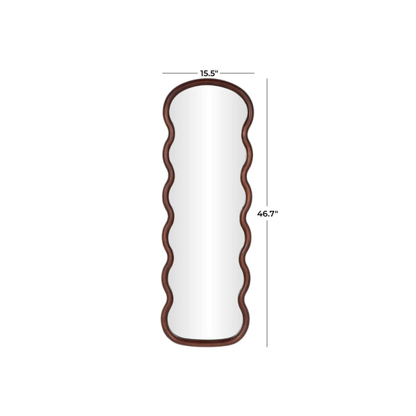 Espejo decorativo de pared ondulado en madera marrón oscuro