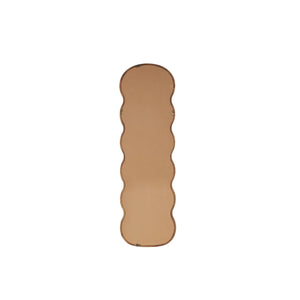 Espejo decorativo de pared ondulado vertical en madera marrón oscuro