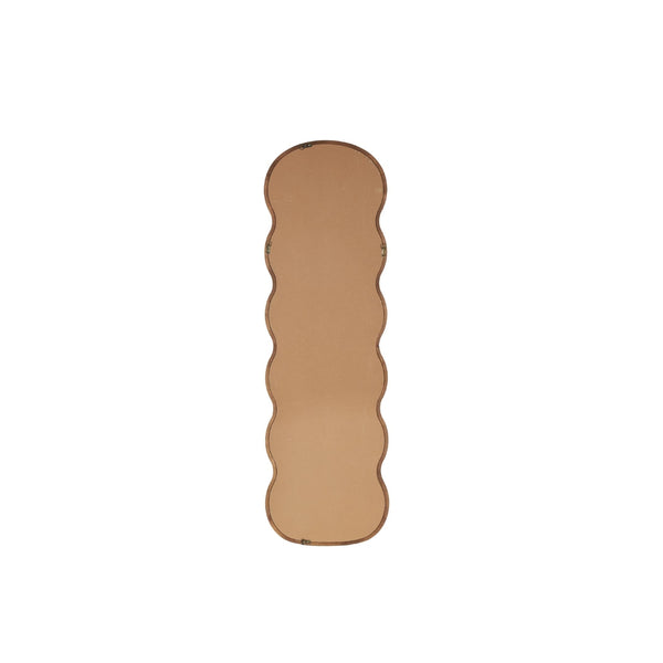 Espejo decorativo de pared ondulado vertical en madera marrón oscuro