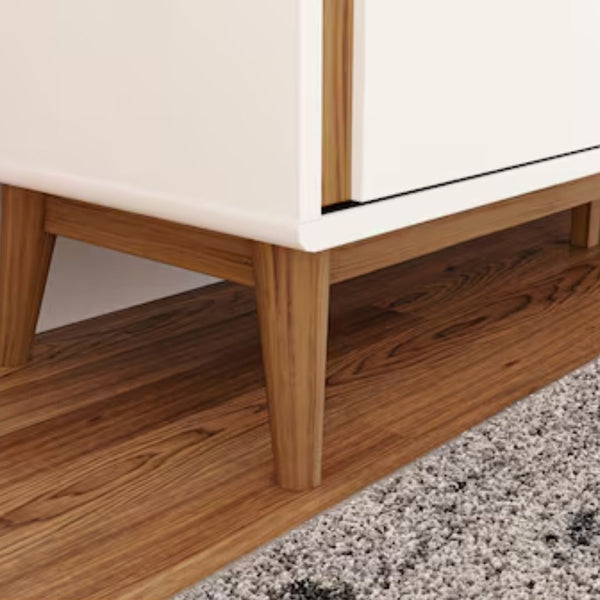 Mueble de TV Madison Mid-Century Modern 58″ – Blanco & Oak