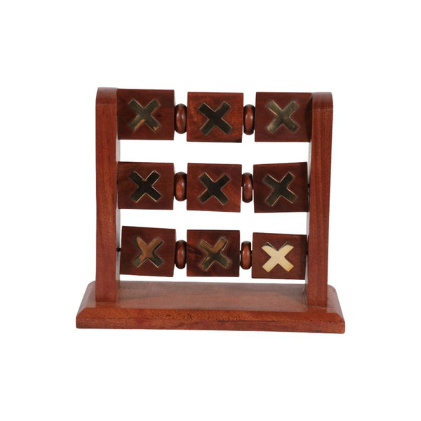 Juego decorativo de tres en raya (Tic-Tac-Toe) de madera con detalles dorados