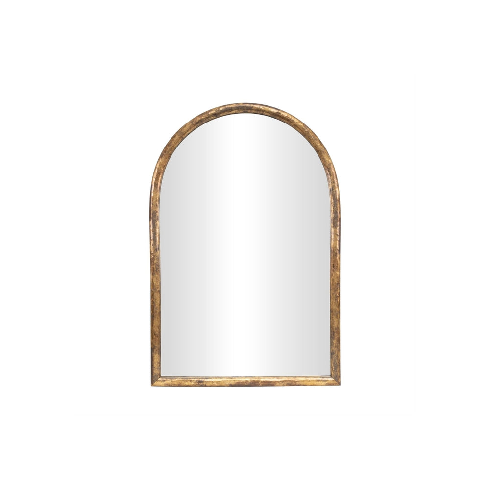 Espejo decorativo de pared arqueado en acabado dorado envejecido