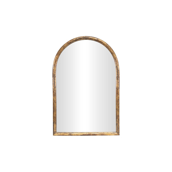 Espejo decorativo de pared arqueado en acabado dorado envejecido