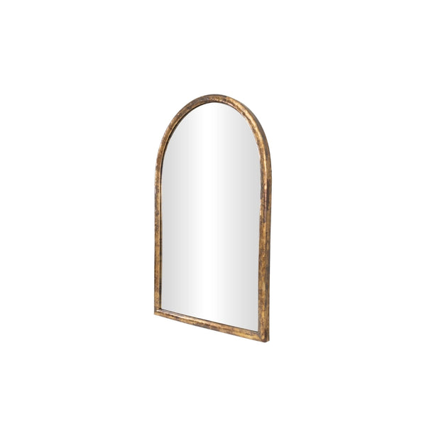 Espejo decorativo de pared arqueado en acabado dorado envejecido