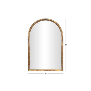 Espejo decorativo de pared arqueado en acabado dorado envejecido
