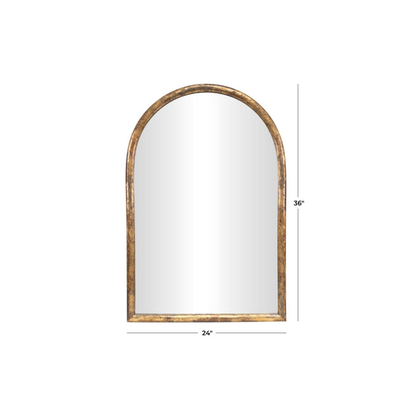 Espejo decorativo de pared arqueado en acabado dorado envejecido
