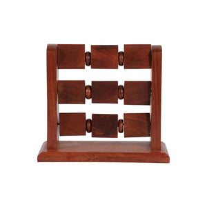Juego decorativo de tres en raya (Tic-Tac-Toe) de madera con detalles dorados