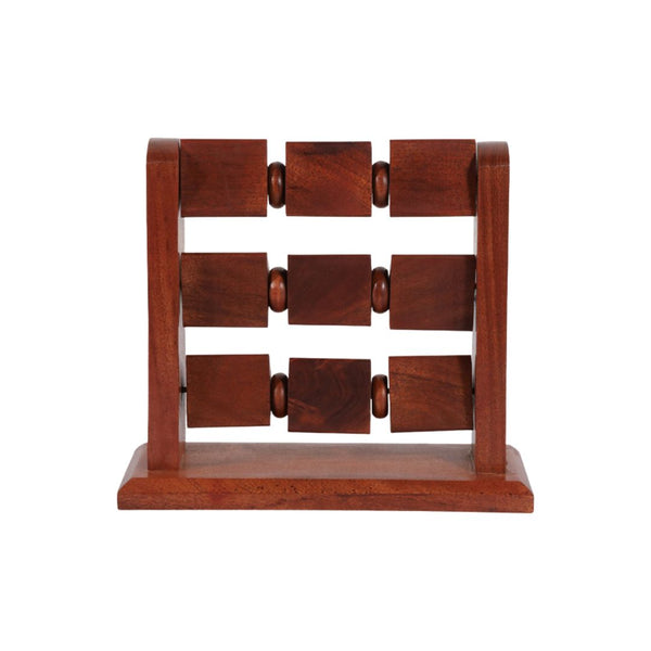 Juego decorativo de tres en raya (Tic-Tac-Toe) de madera con detalles dorados