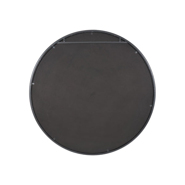 Espejo decorativo redondo negro con aro interior dorado