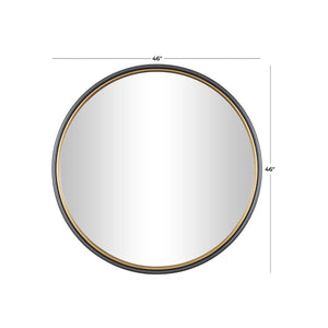 Espejo decorativo redondo negro con aro interior dorado