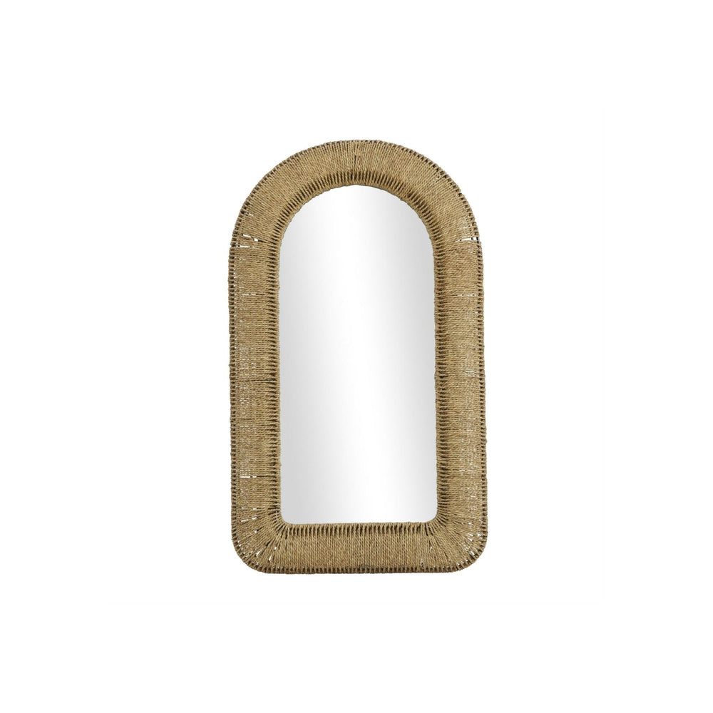 Espejo decorativo de pared en ratán con arco superior