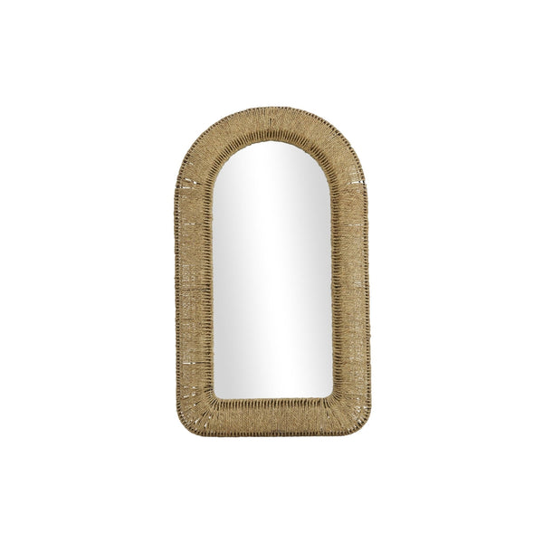 Espejo decorativo de pared en ratán con arco superior