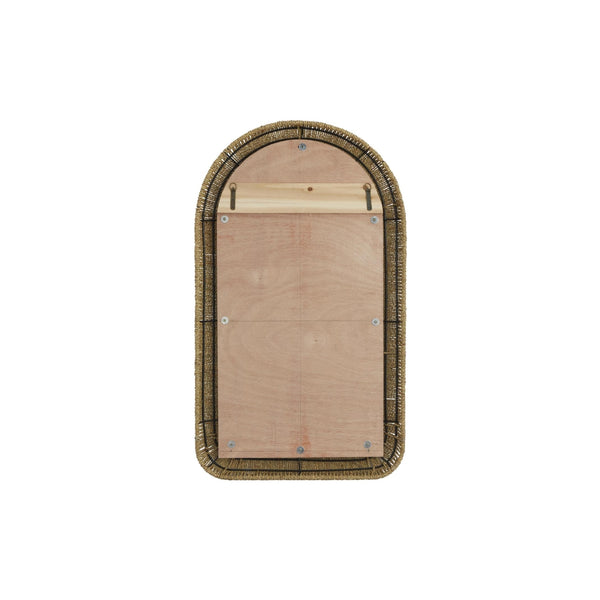 Espejo decorativo de pared en ratán con arco superior