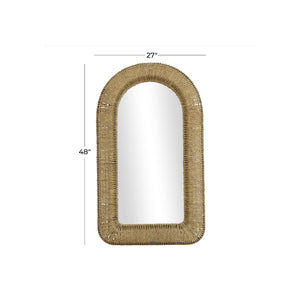 Espejo decorativo de pared en ratán con arco superior