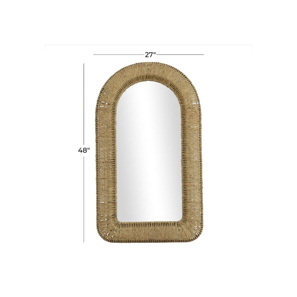 Espejo decorativo de pared en ratán con arco superior