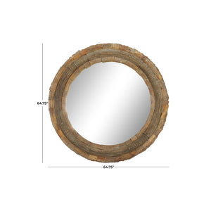 Espejo decorativo redondo extragrande en madera con diseño artesanal