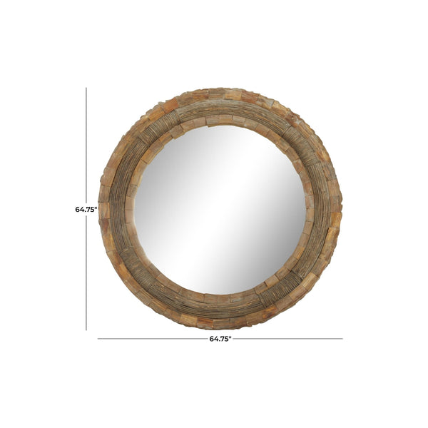 Espejo decorativo redondo extragrande en madera con diseño artesanal