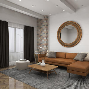Espejo decorativo redondo extragrande en madera con diseño artesanal
