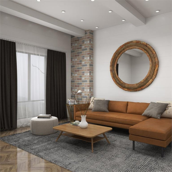 Espejo decorativo redondo extragrande en madera con diseño artesanal