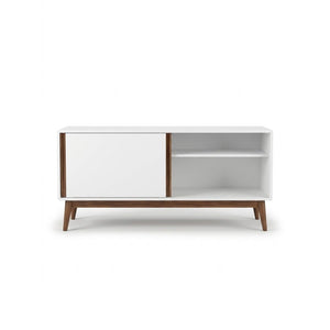Mueble de TV Madison Mid-Century Modern 58″ – Blanco & Oak