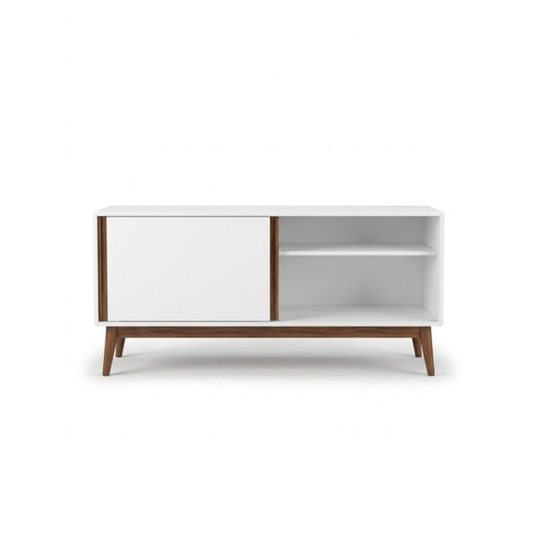Mueble de TV Madison Mid-Century Modern 58″ – Blanco & Oak