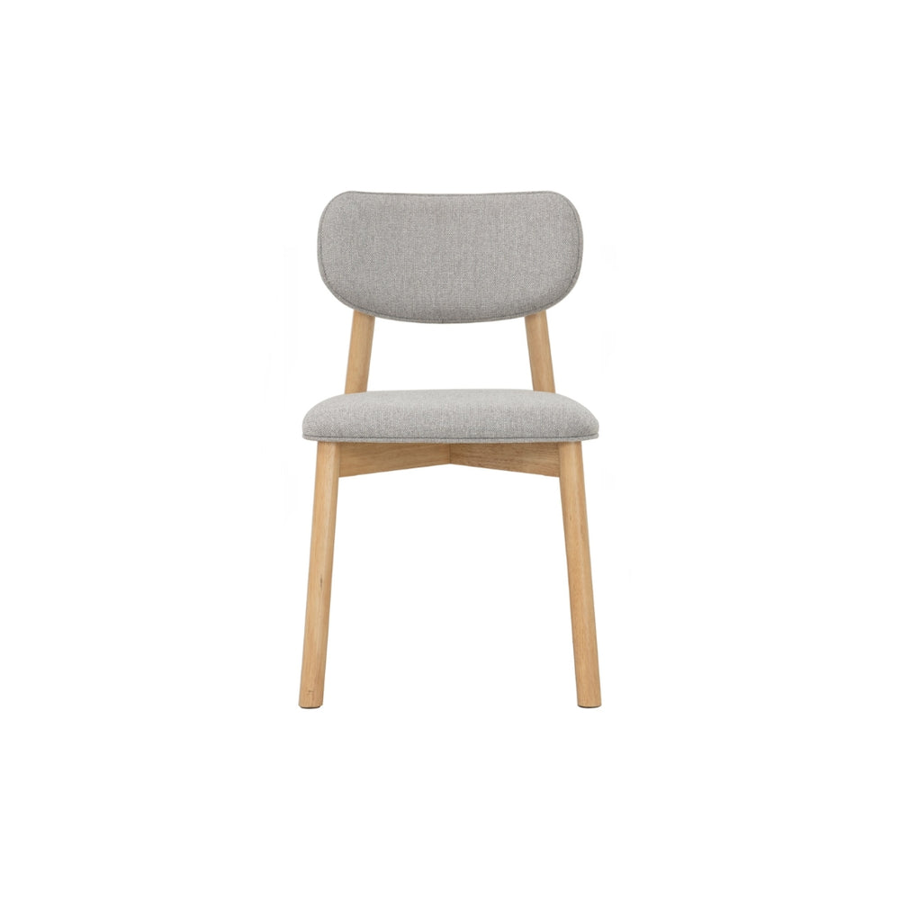 Silla de comedor Luca en roble malayo y tela Greymist