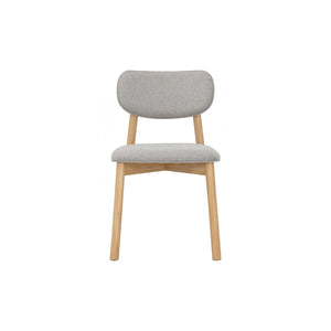 Silla de comedor Luca en roble malayo y tela Greymist
