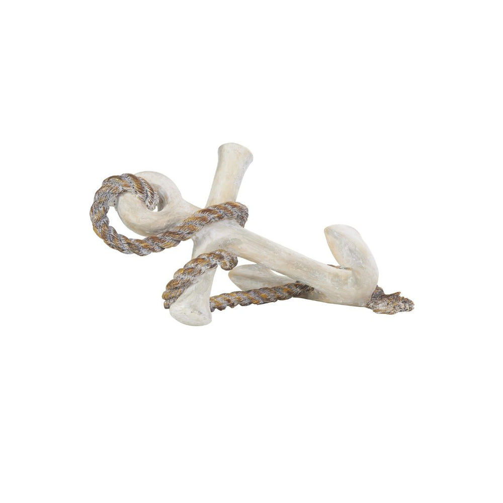 Escultura decorativa de ancla náutica envejecida con cuerda