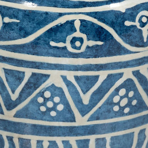 Jarrón decorativo de terracota azul de 16"
