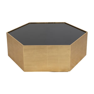 Mesa de centro madera con vidrio negro